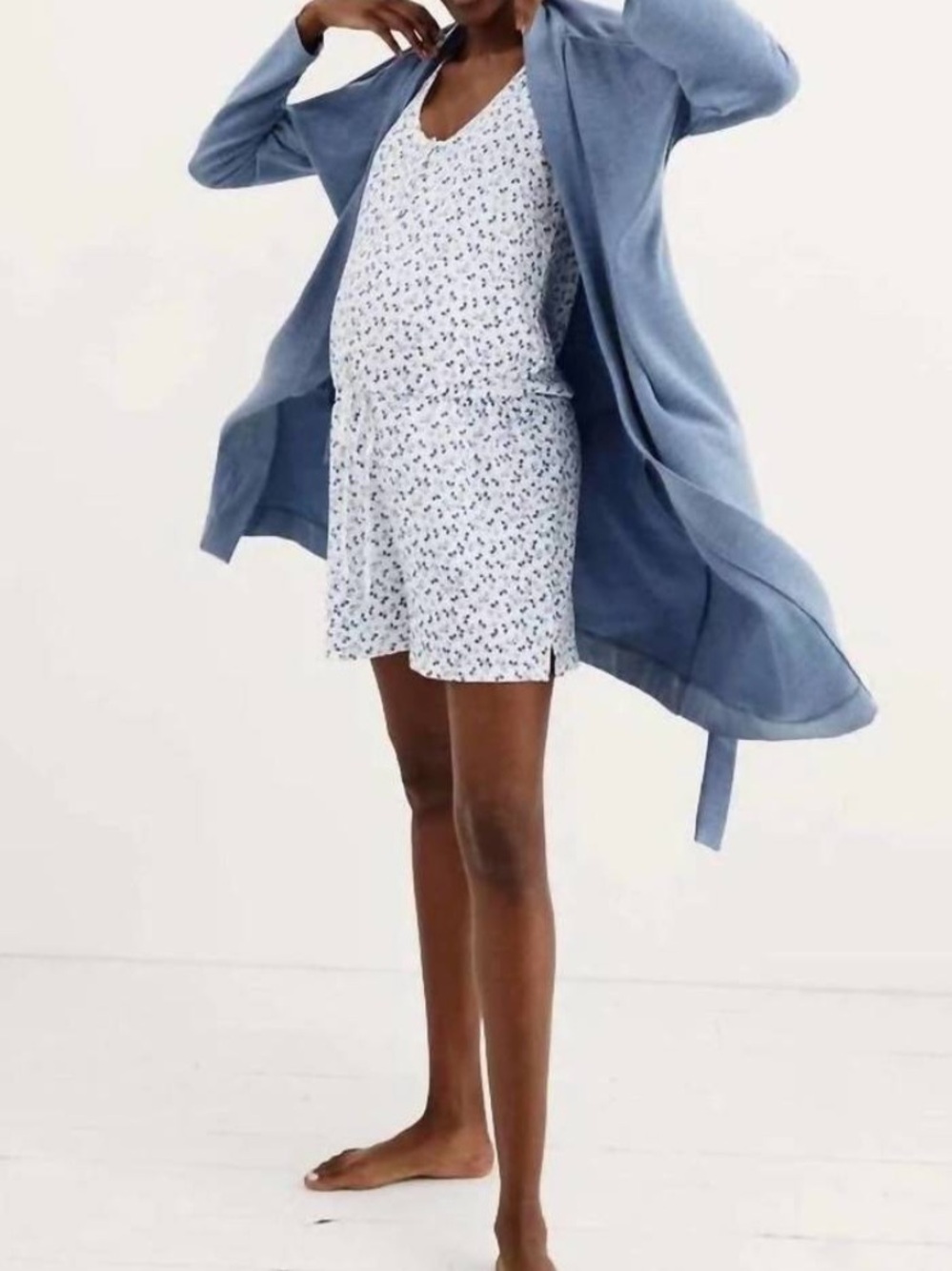 Hatch French Terry Robe in Slate Blue
